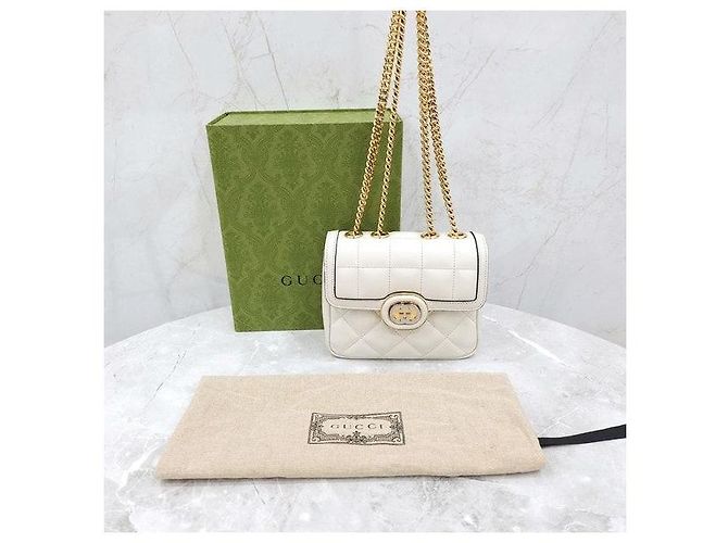 Gucci Borsa a tracolla bianca con catena intrecciata - vista 9