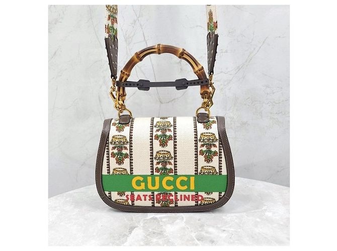 Borsa Gucci 100 Bamboo 1947 in pelle marrone Medium - vista 12