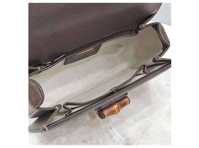 Borsa Gucci 100 Bamboo 1947 in pelle marrone Medium - vista 15