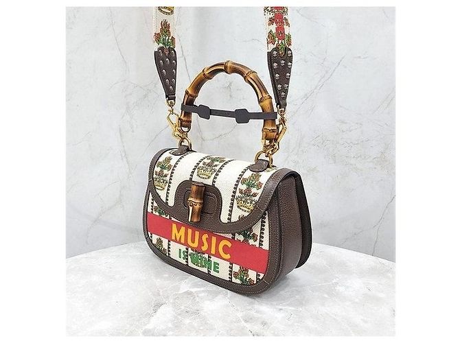 Borsa Gucci 100 Bamboo 1947 in pelle marrone Medium - vista 2