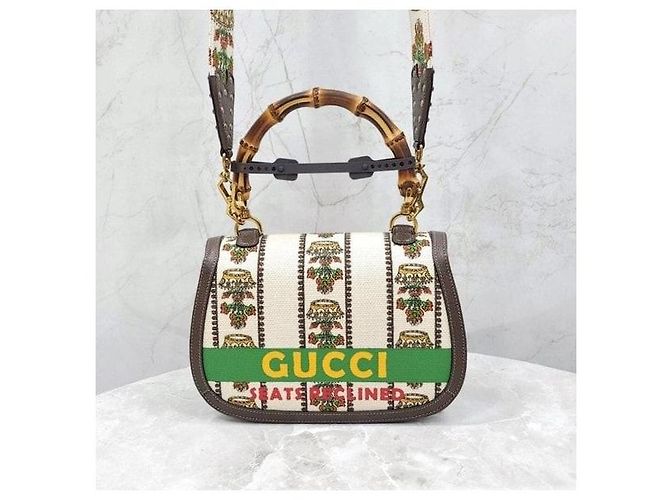 Borsa Gucci 100 Bamboo 1947 in pelle marrone Medium - vista 3