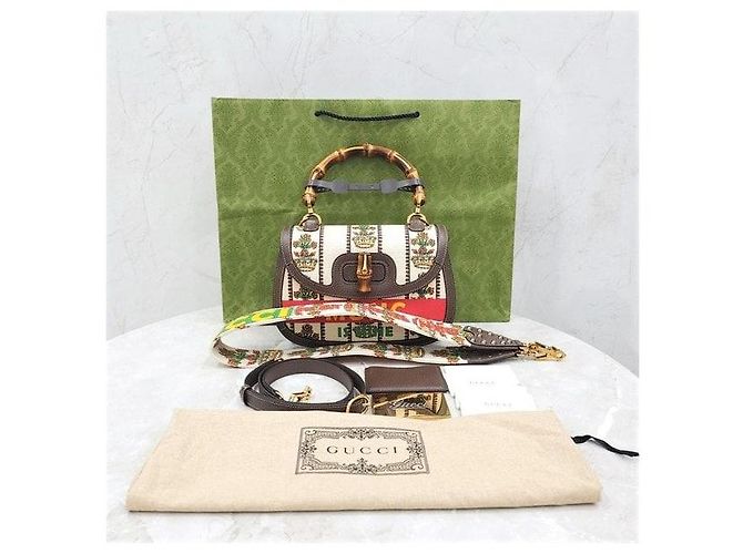 Borsa Gucci 100 Bamboo 1947 in pelle marrone Medium - vista 9