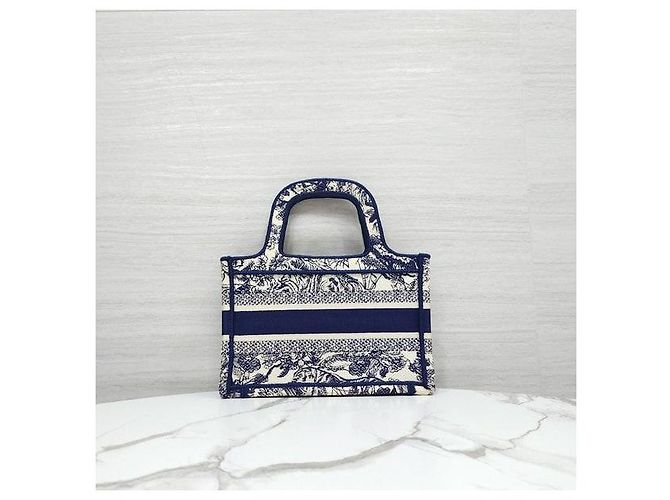 Dior Mini Book Tote Toads Blue - vista 3