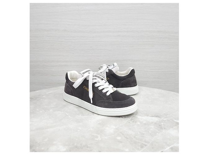Baskets Chanel Logo en daim vert - vue 11