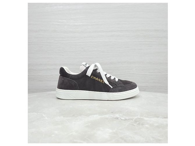 Baskets Chanel Logo en daim vert - vue 13