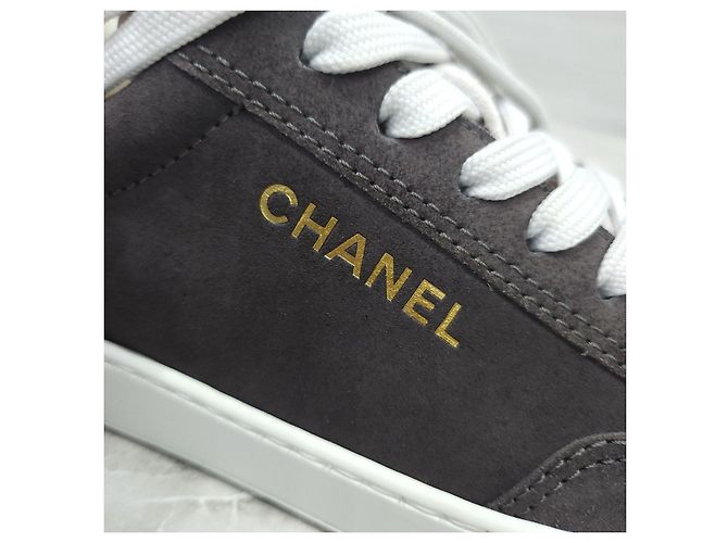Baskets Chanel Logo en daim vert - vue 15