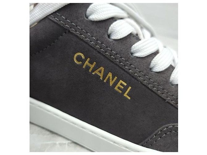 Baskets Chanel Logo en daim vert - vue 7
