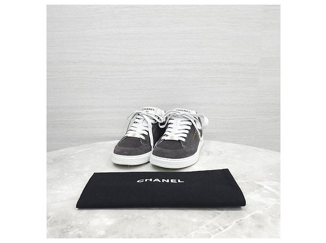 Baskets Chanel Logo en daim vert - vue 8