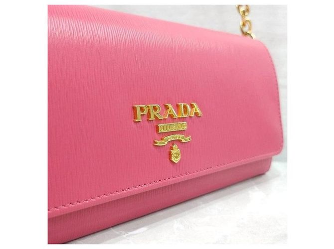 Prada Borsa a Tracolla WOC con Catena in Saffiano Rosa - vista 5