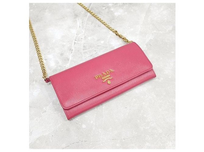 Prada Borsa a Tracolla WOC con Catena in Saffiano Rosa - vista 6