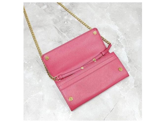 Prada Borsa a Tracolla WOC con Catena in Saffiano Rosa - vista 7