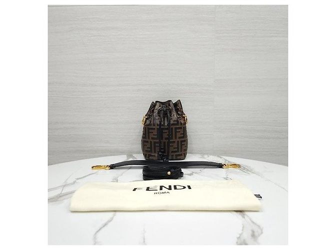 Fendi Mini borsa a secchiello in pelle Marrone - vista 10