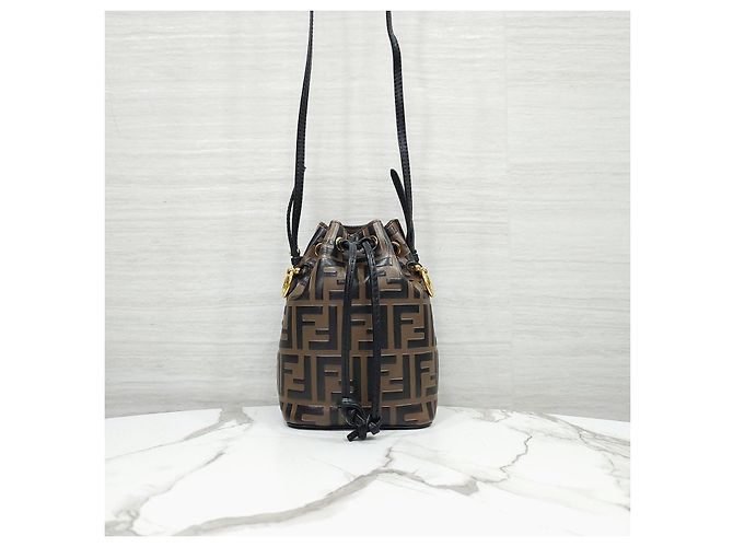Fendi Mini borsa a secchiello in pelle Marrone - vista 11