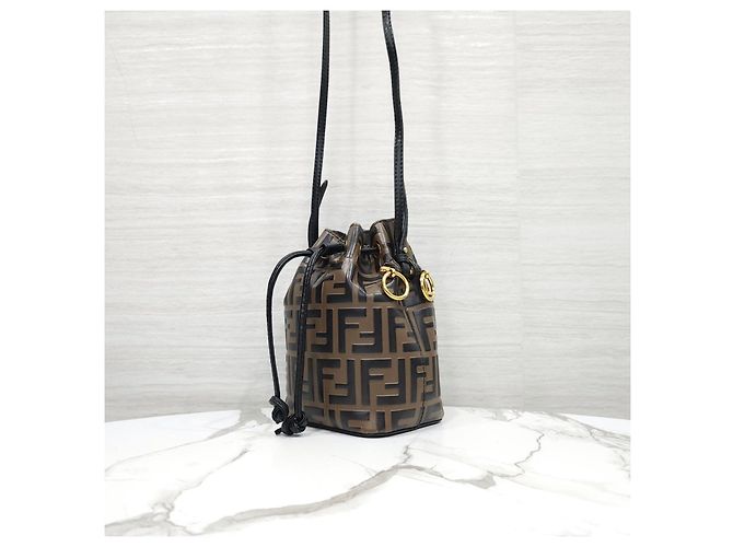 Fendi Mini borsa a secchiello in pelle Marrone - vista 12