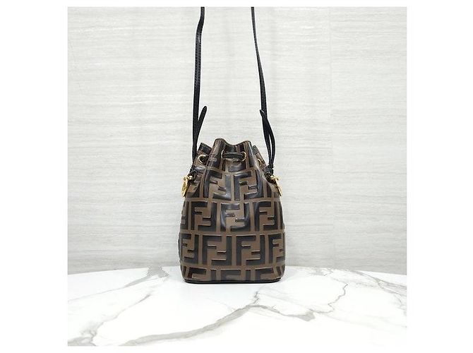 Fendi Mini borsa a secchiello in pelle Marrone - vista 3