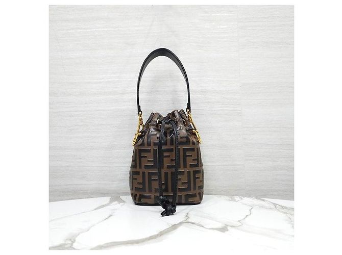 Fendi Mini borsa a secchiello in pelle Marrone - vista 4