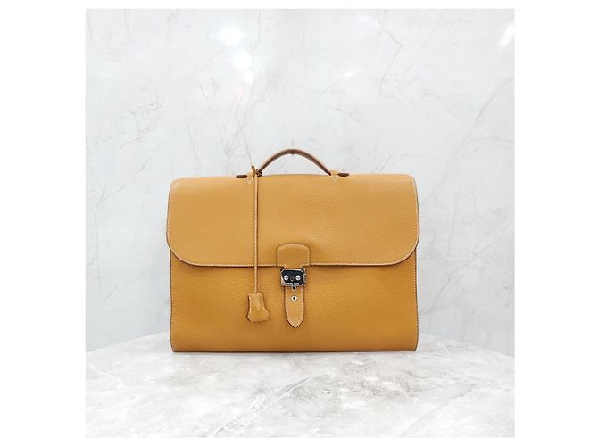 Hermès Sac Depêche Briefcase Sesame Gold - vista 11