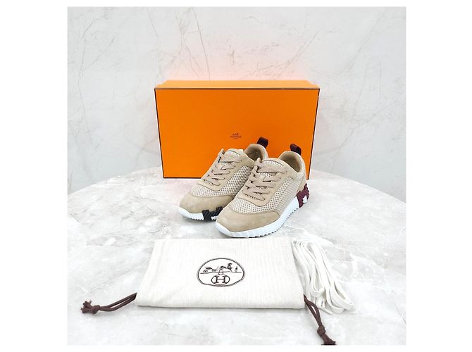 Hermès Sneakers Bouncing in mesh beige - vista 12