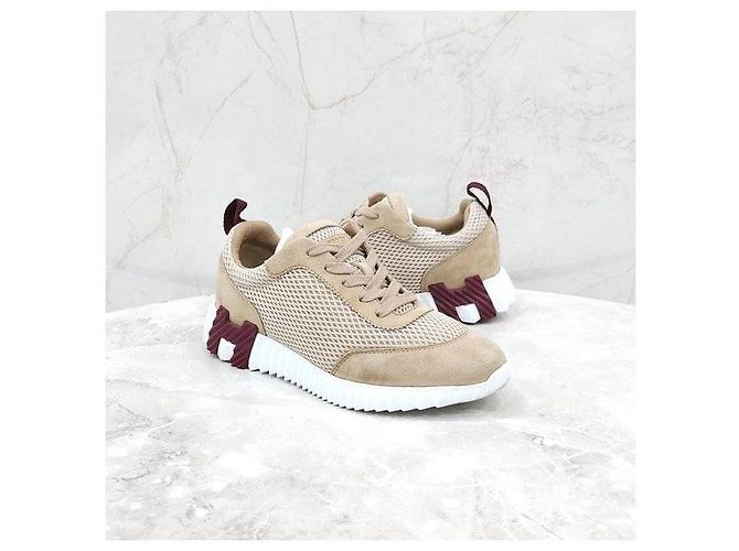 Hermès Sneakers Bouncing in mesh beige - vista 3