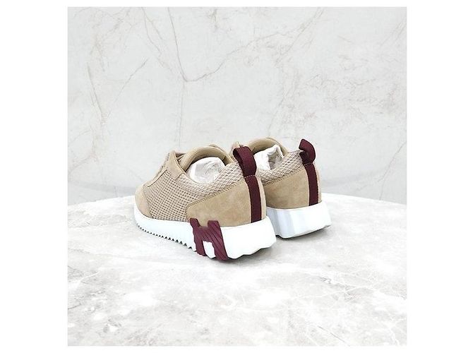 Hermès Sneakers Bouncing in mesh beige - vista 4