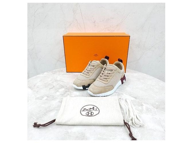 Hermès Sneakers Bouncing in mesh beige - vista 6