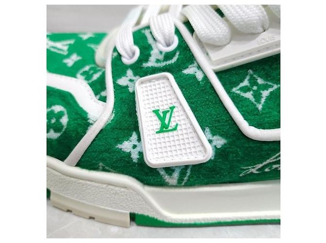 Louis Vuitton Sneakers Trainer in Velluto Verde - vista 7