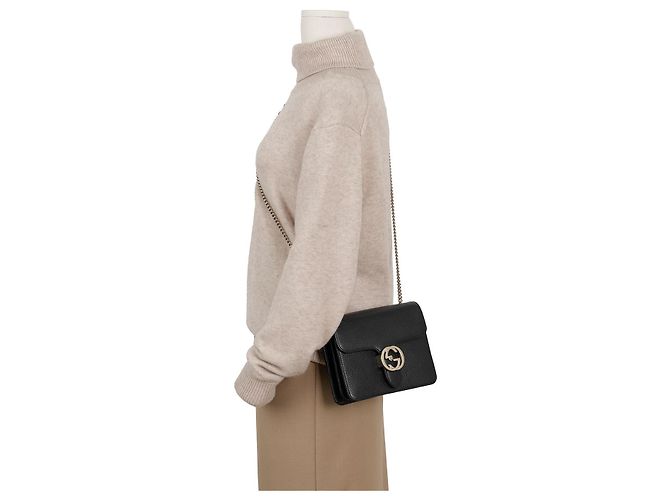 Gucci Borsa a tracolla in pelle nera da donna - vista 11