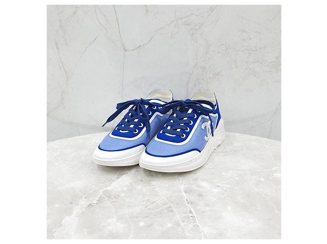 Sneakers Chanel in Lycra e mesh verde - vista 11