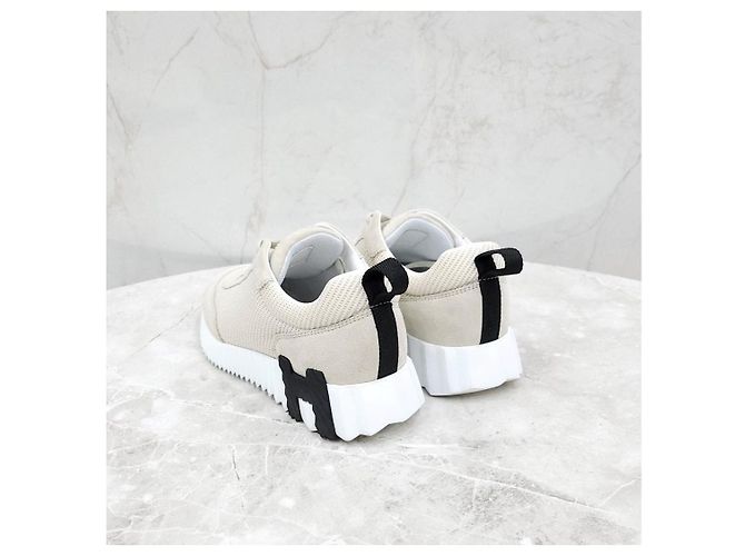 Hermès Sneakers Bouncing in mesh e camoscio - vista 10
