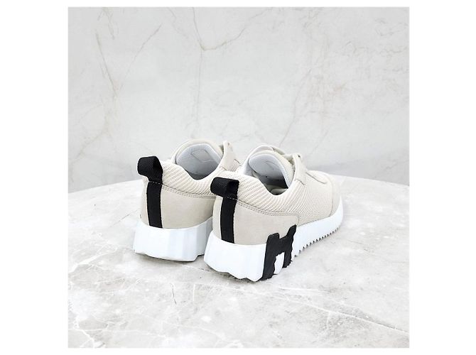 Hermès Sneakers Bouncing in mesh e camoscio - vista 11