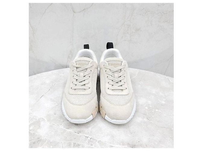 Hermès Sneakers Bouncing in mesh e camoscio - vista 2