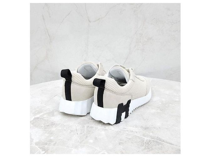 Hermès Sneakers Bouncing in mesh e camoscio - vista 5