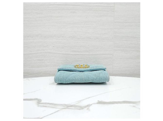 Chanel Borsa a tracolla con patta e catena Blu Denim - vista 7