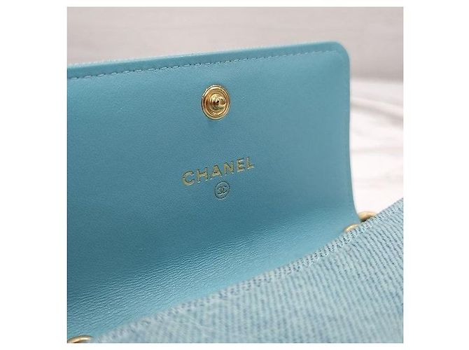 Chanel Borsa a tracolla con patta e catena Blu Denim - vista 8