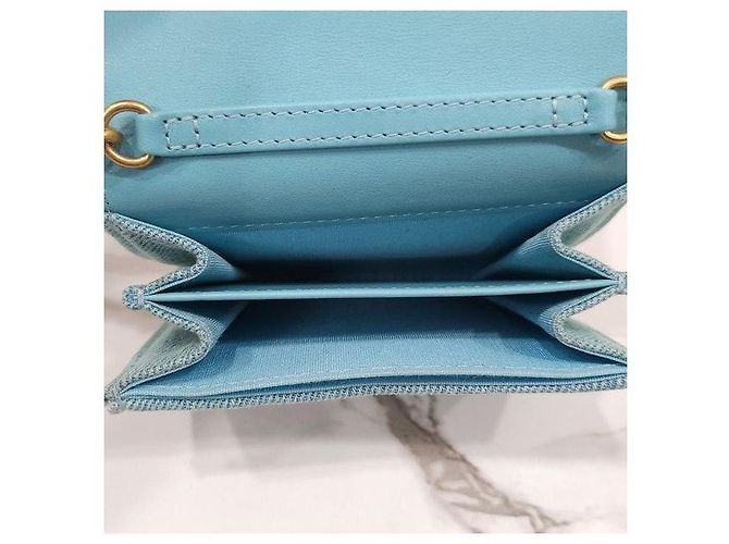 Chanel Borsa a tracolla con patta e catena Blu Denim - vista 9