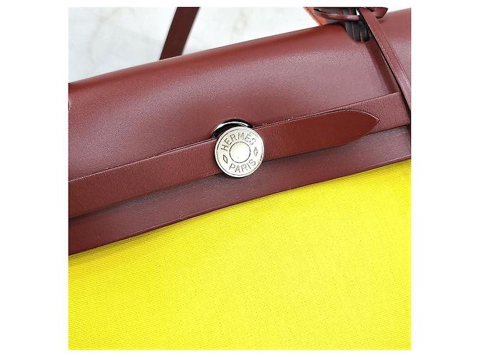 Hermès Nuovo House Herbag Yellow Canvas Stamp - vista 13