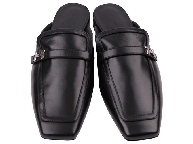 Mule Groupie Hermès Nera in Pelle - vista 10