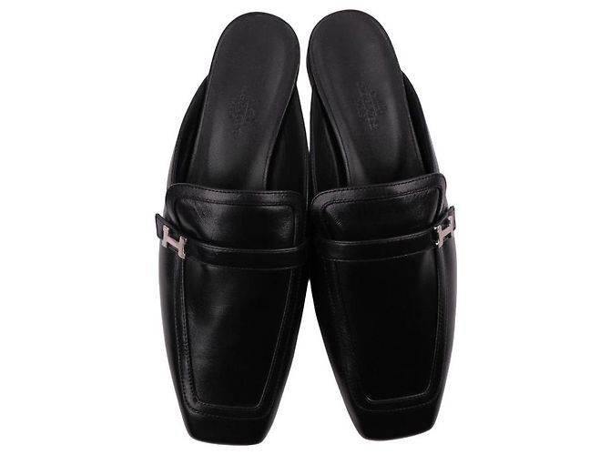 Mule Groupie Hermès Nera in Pelle - vista 11