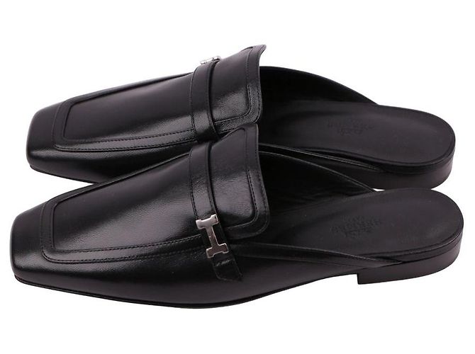Mule Groupie Hermès Nera in Pelle - vista 12