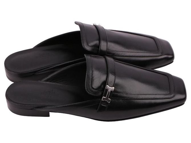 Mule Groupie Hermès Nera in Pelle - vista 13