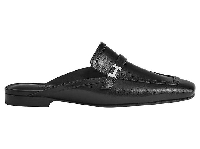 Mule Groupie Hermès Nera in Pelle - vista 4