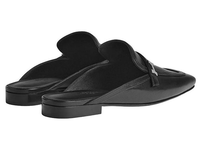 Mule Groupie Hermès Nera in Pelle - vista 6