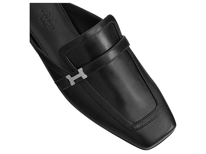 Mule Groupie Hermès Nera in Pelle - vista 7
