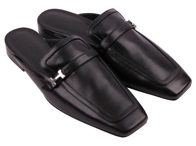 Mule Groupie Hermès Nera in Pelle - vista 9