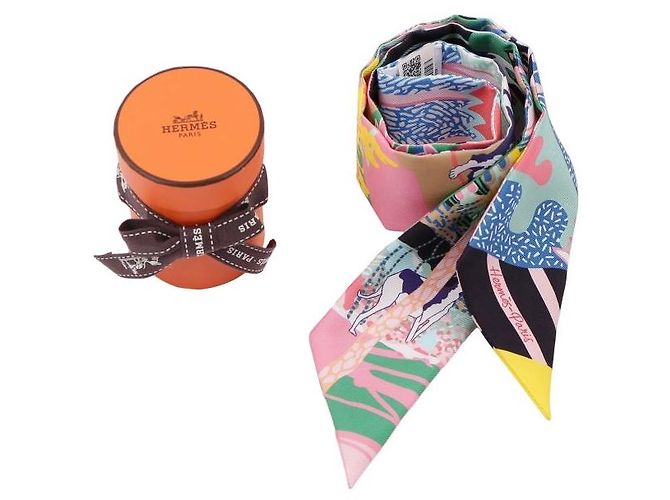 Twilly Hermès En Libert in seta multicolore - vista 14