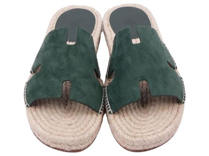 Espadrillas Hermès Antigua in scamosciato di capra verde - vista 11