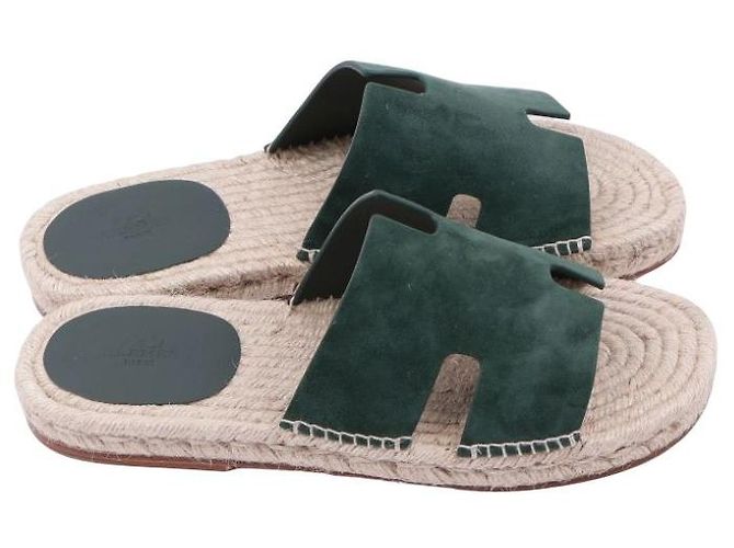 Espadrillas Hermès Antigua in scamosciato di capra verde - vista 13