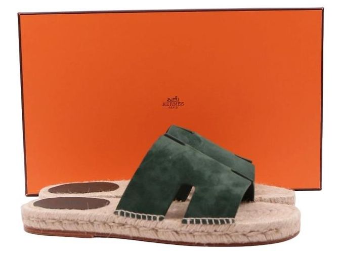 Espadrillas Hermès Antigua in scamosciato di capra verde - vista 16