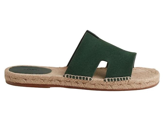 Espadrillas Hermès Antigua in scamosciato di capra verde - vista 6