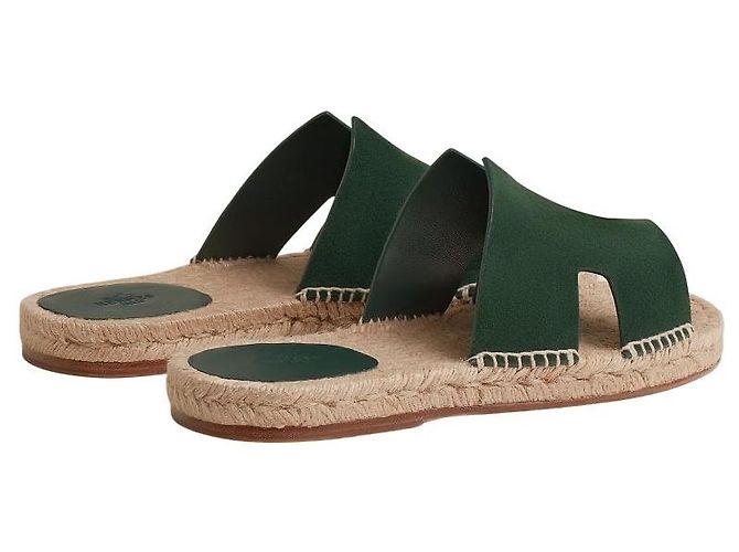 Espadrillas Hermès Antigua in scamosciato di capra verde - vista 7